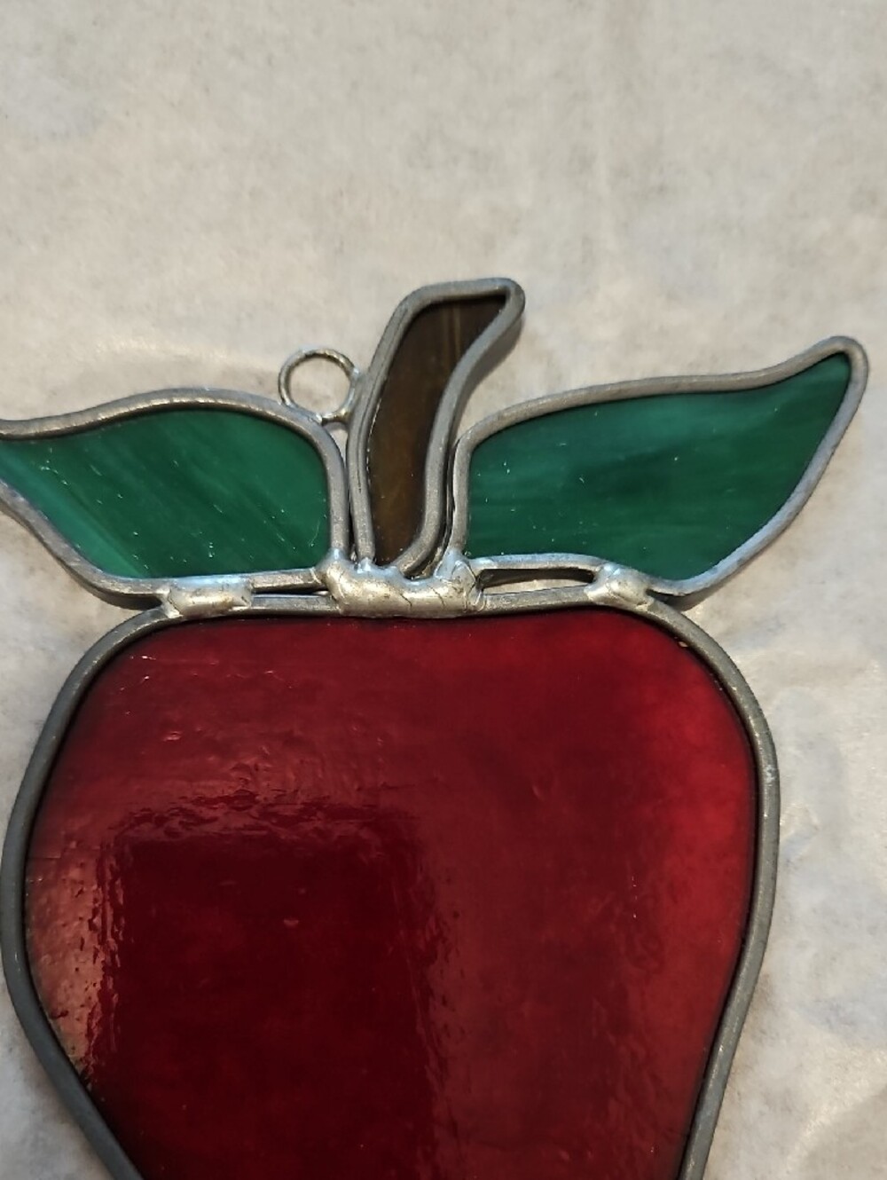 Stained Glass Fruit Trio - Red Apple, Yellow Banana & Pear, Green Leaves - Picture 4 of 12